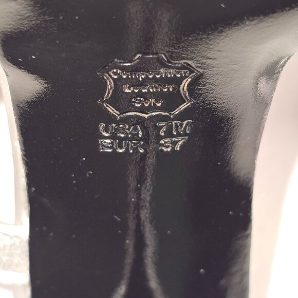 NINA NOLGA PEWTER BABY GILT SHOES WOMENS HELLE STAPPY SANDAL SIZE 7 - Picture 5 of 8